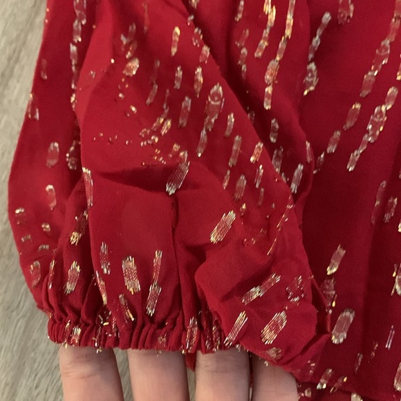 NWT Lilly Pulitzer Noraleen Silk Top Long Sleeved Metallic Red Women’s XS - Picture 8 of 12